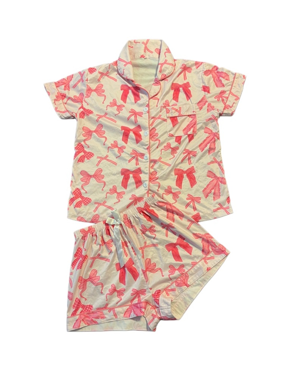 Coquette Bow Pajama Set Pink Sleepwear Shorts Set Small Cute Girly Y2K